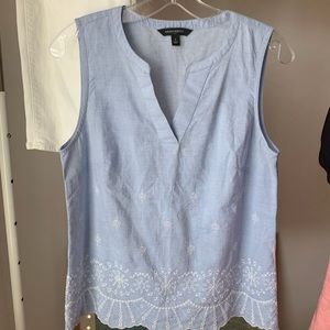 Banana Republic sleeveless eyelet top light blue